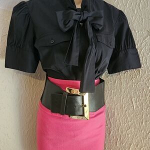 Moda International Short Sleeve Bow Blouse